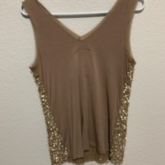 Young Fabulous & Broke Sequin Nude/Gold Tank - S - Picture 2 of 4